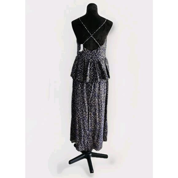 NWT J Crew Ruffle Back Silk Dress in Starry Sky Print Navy sz 6 Maxi Slip Summer - Picture 5 of 14